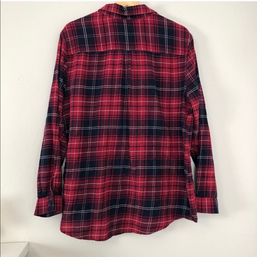 Beach Lunch Lounge Red Flannel Button Up Top - Picture 3 of 3